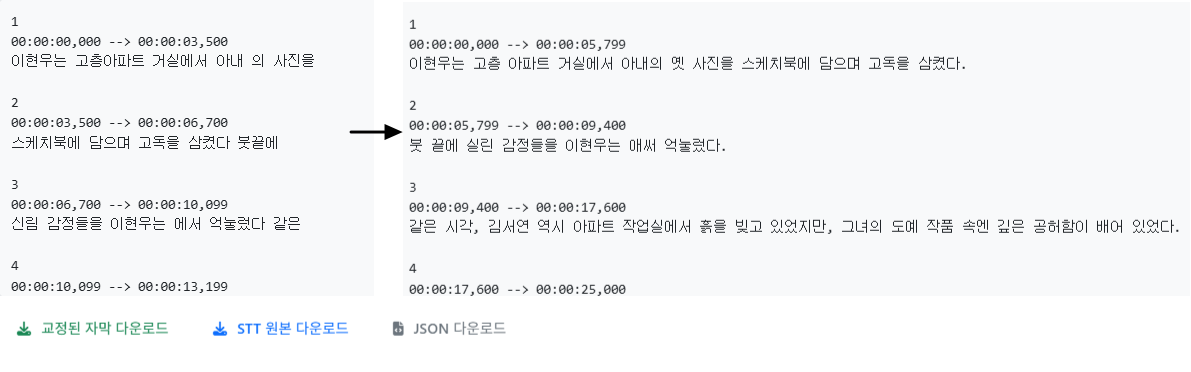 자막 생성 결과
